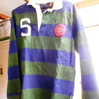 【美品!!値下げしました】 トミー･ヒルフィガー ラガーTシャツ ボーダー ヴィンテージフィット(青/緑)の画像