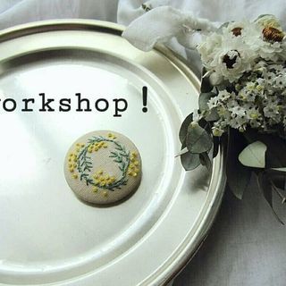 刺繍で作るくるみボタンのヘアゴムin那須烏山