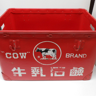希少 昭和レトロ 牛乳石鹸 ボテ箱 箱 宅配箱 赤 物入れ 収納BOX 約52×37×31㎝ ☆ PayPay(ペイペイ)決済可能 ☆ 札幌市 清田区 平岡 