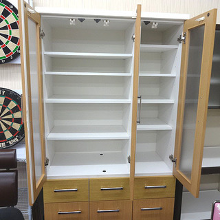 札幌 引き取り セパレート食器棚/キッチン収納 曇りガラス カップボード