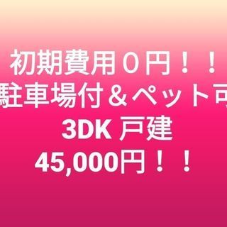 大家直★初期費用0円！駐車場付き3DK入居募集中！ペット可シング...
