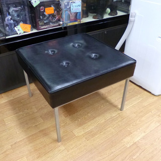 少し大きめ スツール ゆったりサイズ 合皮×スチール ブラック×...