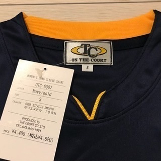 新品 未使用 オンザコート ロンt S 紺x金 長袖シャツ バスケ OTCの画像