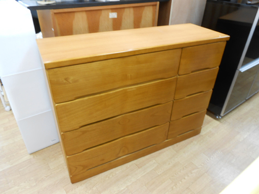 チェスト 4段 ローチェスト レール式 木製 ブラウン 茶色 タンス 箪笥 ☆ PayPay(ペイペイ)決済可能 ☆ 札幌 清田区 平岡