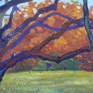 『昭和記念公園の秋』風景 肉筆絵の画像