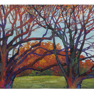『昭和記念公園の秋』風景 肉筆絵の画像