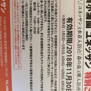 箱根小涌園ユネッサン 1枚二千円 2枚ありますの画像