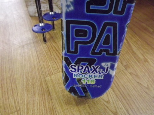 KAZAMA　SPAX-J　ROCKER 子供用スキー １１６ｃｍ　ビンディング：サロモン　ストック：カザマ　３点セット　　札幌　西岡店