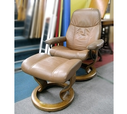 PayPay決済OK 札幌 難あり【エコーネス ストレスレスチェア コンサル S】クラシックベース ブナ材 本革 ノルウェー リクライニング EKORNES 本郷通店