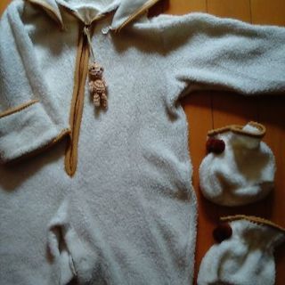 値下げ❢乳幼児用　フード付きカバーオールロンパース＆ルームシューズ