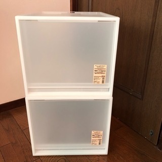 無印良品 ＰＰ収納ケース引出式・深 半透明大型 約幅３４ｘ奥４４．５ｘ高３０ｃｍ 2セット 押入れ収納 衣服の画像