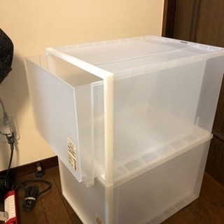 無印良品 ＰＰ収納ケース引出式・深 半透明大型 約幅３４ｘ奥４４．５ｘ高３０ｃｍ 2セット 押入れ収納 衣服の画像