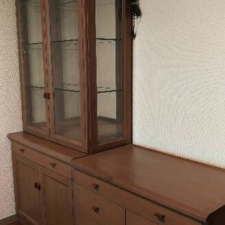 桜灰色　ガラス展示ケース　引き出し