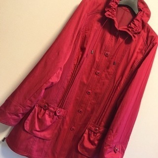 【新品】赤 ロングコート ジャンバー  M L 長袖 秋冬 上着 羽織