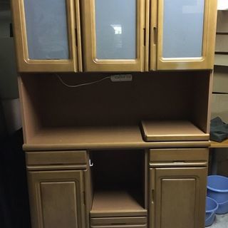 木製 大型 食器棚 レンジ台 炊飯台 ライトブラウン  幅120...