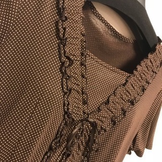 【新品】ブラウン ワンピース ドット ロングスカート 秋冬  フリル   M Lの画像