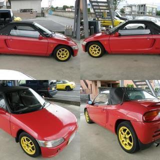 車検長Ｈ32.10まで★赤ビート★幌極上★エアコン冷★修復無★２本マフラーの画像