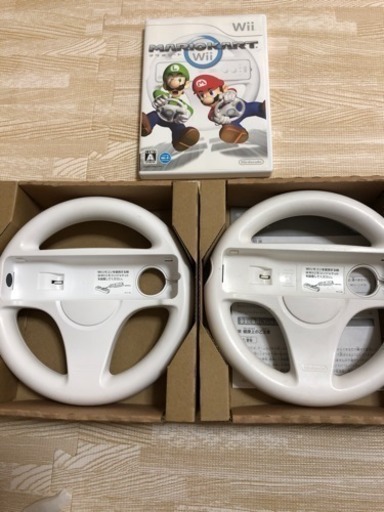 Wii ハンドル２つ マリオカートセット！箱入り