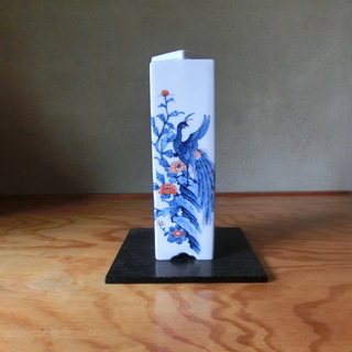 色鍋島　魯山窯　花瓶　花鳥