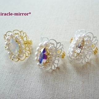 スリムなマーキス☆座金とスワロのリング(クリスタル)　04029の画像