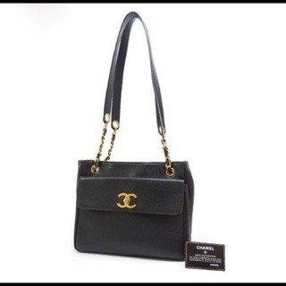 CHANEL シャネル キャビアスキン チェーン トートバッグ ショルダーバッグ 黒	 ヴィンテージ