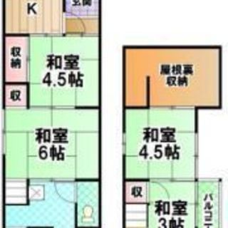 ●泉大津市助松町５５平米広くてゆったり住める貸家、家賃３万９千円 