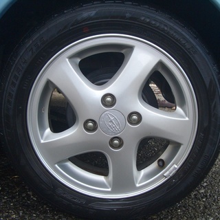 スバル　Ｒ2　純正アルミホイール　ステラ　　4.5Ｊ　+45　100　155/65Ｒ14　ＤＵＮＬＯＰ2本　ＧＯＯＤＹＥＡＲ2本