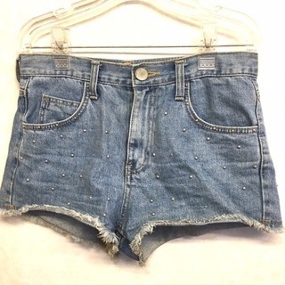 デニム スタッズ キュロットの画像