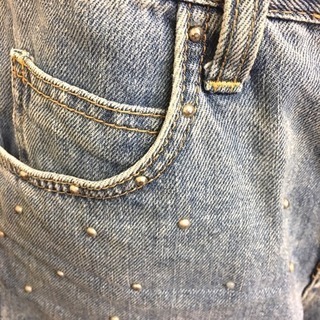 デニム スタッズ キュロットの画像