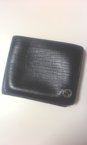 財布／GUCCIグッチ/メンズレザー二つ折り黒財布