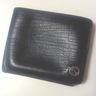 財布／GUCCIグッチ/メンズレザー二つ折り黒財布