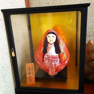 【終了】伊予　湯姫人形（ガラスケース入り）人形高さ　26㎝