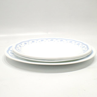 C768 中古 Corelle コレール 丸皿 4枚セット 花柄 ブルー お皿の画像