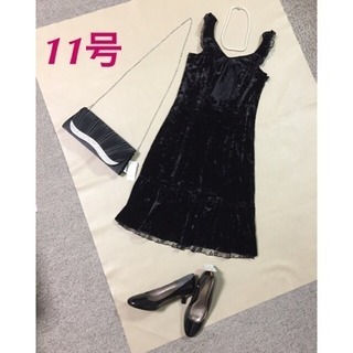 11号【新品】ベルベットドレス パーティードレス ブラックの画像