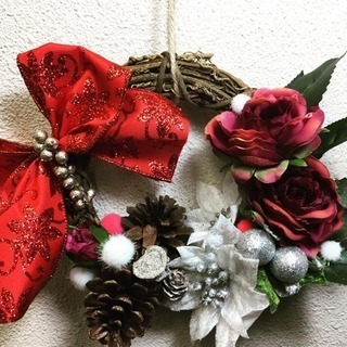 クリスマス・お正月の花飾りづくり（ケーキセット付き）の画像