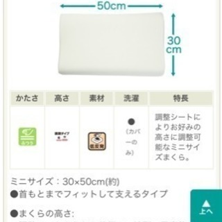 ニトリ 低反発枕 ほぼNEW!  ミニサイズ30×50cm。首もとまでフィットして支える、お勧め品！の画像