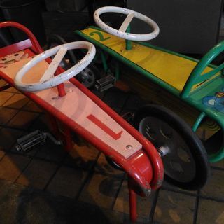東京　杉並区　引取限定　日本製　昭和　ヴィンテージ　キッズカー　ゴーカート　グリーン　遊園地　プレイモービル　ミニカー ビンテージ　レトロ  の画像
