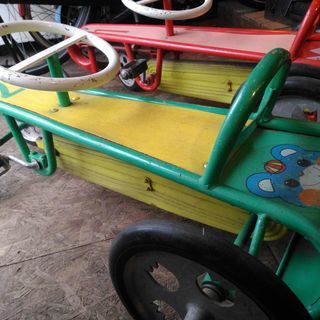 東京　杉並区　引取限定　日本製　昭和　ヴィンテージ　キッズカー　ゴーカート　グリーン　遊園地　プレイモービル　ミニカー ビンテージ　レトロ  の画像