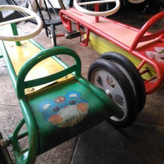 東京　杉並区　引取限定　日本製　昭和　ヴィンテージ　キッズカー　ゴーカート　グリーン　遊園地　プレイモービル　ミニカー ビンテージ　レトロ  の画像