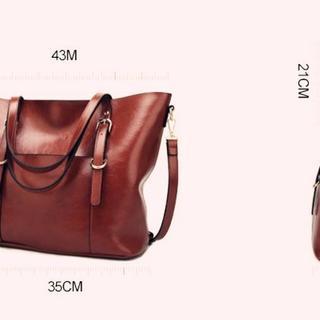 レザー レディース トートバッグ ショルダーバッグ ブラック ブラウン の画像