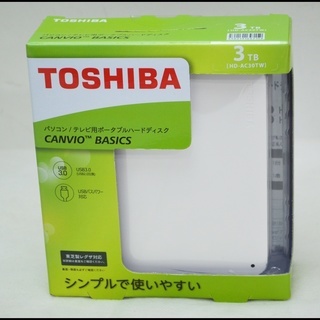 新品 東芝 ポータブルHDD 3TB HD‐AC30TW パソコン/テレビ用ハードディスク 未開封 札幌店舗販売