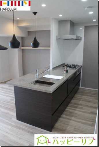 展示品　高級キッチン　HANSSEM　ハンセム　対面セミフラットキッチン　人造大理石　Ｗ2640