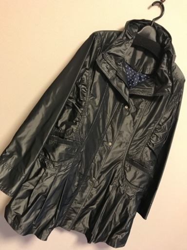 【新品】黒 ロング ジャケットコート ドット M L 膝丈  長袖 上着 秋冬