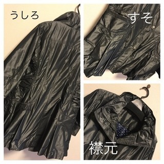 【新品】黒 ロング ジャケットコート ドット M L 膝丈  長袖 上着 秋冬の画像