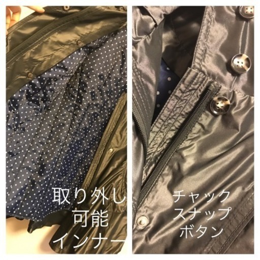 【新品】黒 ロング ジャケットコート ドット M L 膝丈  長袖 上着 秋冬