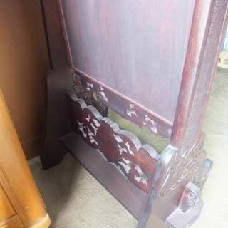 木製 木彫り 彫刻細工 壁掛 ミラー 鏡 姿見 スタンド 和装の画像