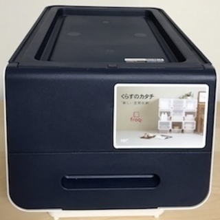 美品　おしゃれフラップストレージ（青）収納BOX