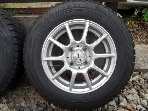 BS REVO GZ 155/80R13 スタッドレスタイヤホイール9分山4本セット