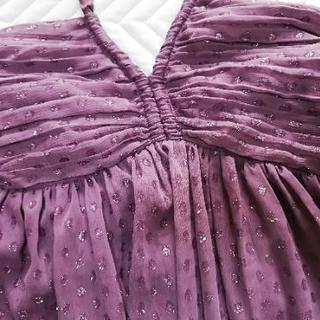 パープル ドレス 7号 36 紫 キラキラ シースルーの画像