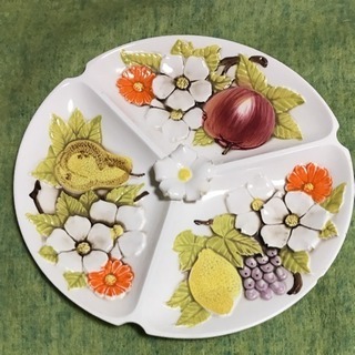 レトロ ポップ  アンティーク風 アメリカン お皿  フルーツ 裏ヒビの画像